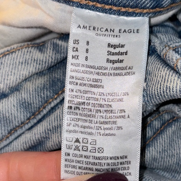American Eagle Barrel Jeans Size 8 Regular Light Wash High Rise Relaxed Tapered - Picture 8 of 8